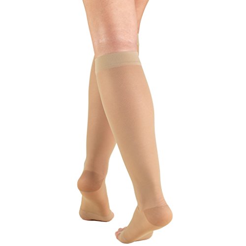 Truform Sheer Compression Stockings for Women 15-20 mmHg Knee High Open Toe 20 Denier Medium