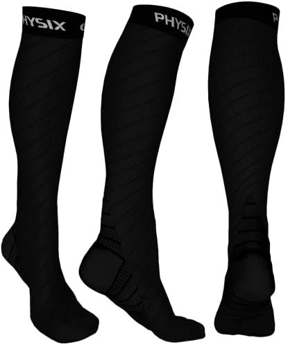 Physix Gear Compression Socks 20-30 mmHg - Men & Women - Running, Nursing, Travel