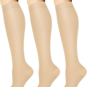 Sooverki Compression Socks for Women and Men Circulation - Best for Running, Travel, Nursing - 3 Pairs Knee High Socks