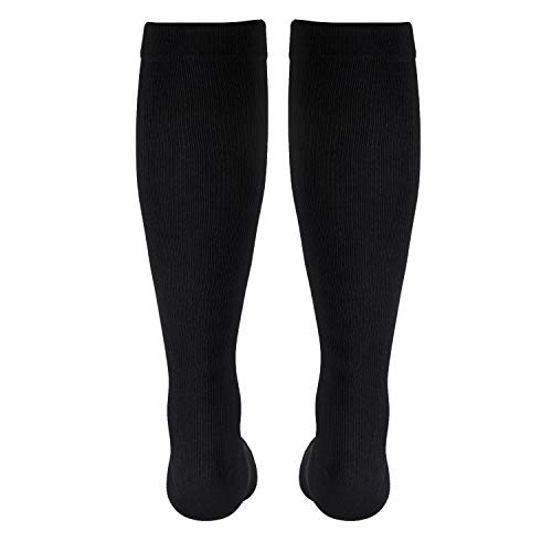 Truform Compression Socks for Men 15-20 mmHg Black Knee High Dress Socks X-Large Black