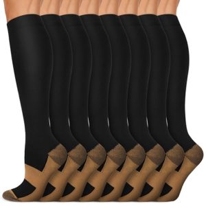 Iseasoo Copper Compression Socks (15-20 mmHg) for Men & Women - Running, Hiking, Cycling, Travel - Improves Circulation,