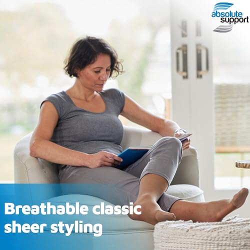 ABSOLUTE SUPPORT Sheer Compression Socks for Women 15-20 mmHg Made in USA - A101 ABSOLUTE SUPPORT Knee High Stockings fo