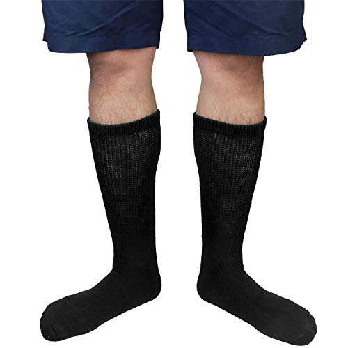Physicians Approved Diabetic Socks for Men and Women - Non-Binding Loose Top Wide Crew Length