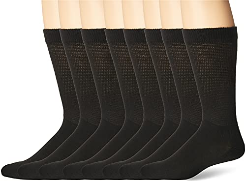 MediPeds Men's Extra Wide Non-Binding Top Crew Socks with Coolmax Fiber, Black - Cool Comfort, Everyday Support for Men