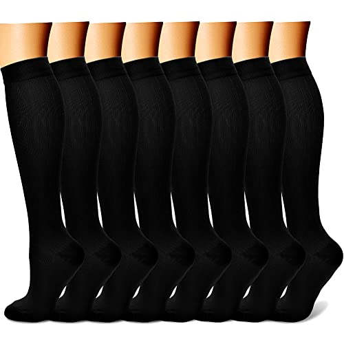 CHARMKING Compression Socks for Women & Men Circulation Support Athletic Running Hiking 15-20 mmHg (8 Pairs) Best Circul