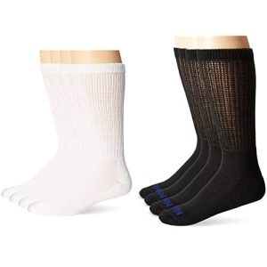 MediPEDS Men's 4 Pack Diabetic Crew Socks - White/Black One Size | Diabetes Care ORDER NOW | WORRY-FREE GUMBERA GUARANTE