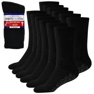 Debra Weitzner 6 Pack Non-Binding Loose Fit Non-Slip Diabetic Socks for Men and Women - Crew Ankle - Anti-Slip, Breathab
