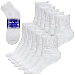 Debra Weitzner Diabetic Ankle Crew Socks for Mens and Womens | Non-Binding Loose Fit | 12 Pairs | Diabetic Foot Care | C