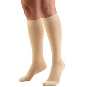 Truform 20-30 mmHg Compression Stockings for Men and Women Knee High Closed Toe Beige Large 1 Pair
