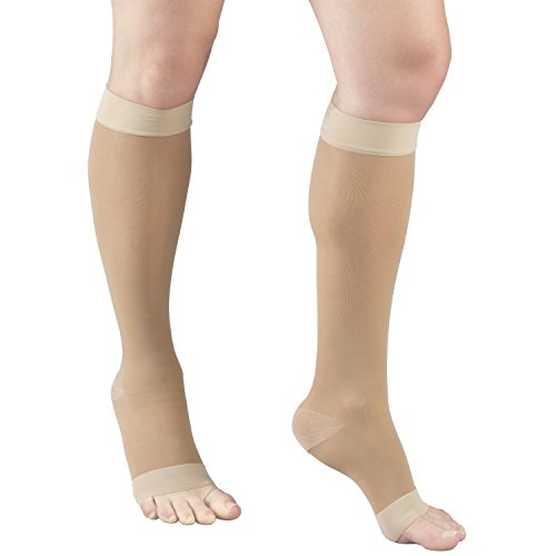 Truform Sheer Compression Stockings for Women 15-20 mmHg Knee High Open Toe 20 Denier Medium