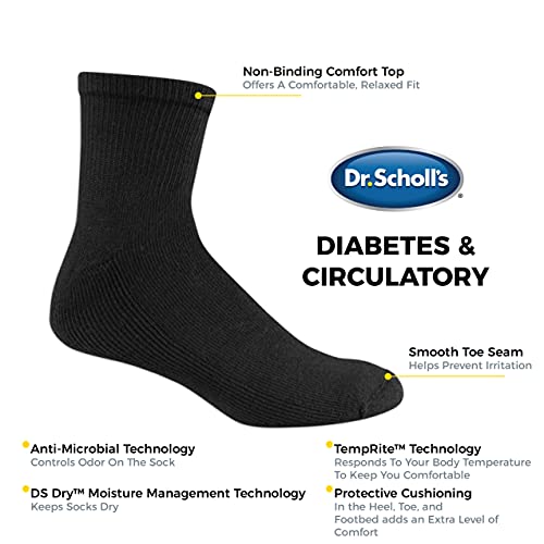 Dr. Scholl's Men's Diabetic and Circulatory Ankle Socks Black Size 7-12 Dr. Scholl's Men's Non Binding Ankle Socks Bla