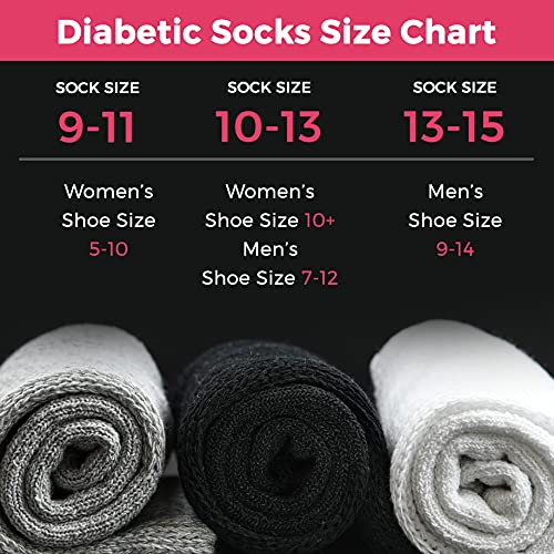 Debra Weitzner Diabetic Socks For Men and Women Loose Fit Non-Binding Cotton Crew Socks - Diabetes Comfort, Breathable,