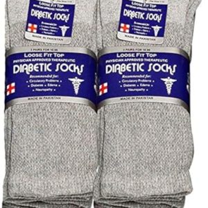 Physicians Approved Diabetic Socks For Men Women Non-Binding Loose Top Wide Crew Length - Soft, Breathable Fabric, Moist