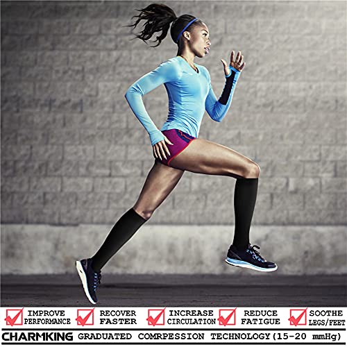CHARMKING Compression Socks for Women & Men 15-20 mmHg Best Support for Athletic Running, Hiking, Circulation Improvemen