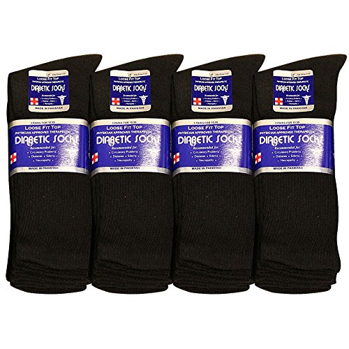 Physicians Approved Diabetic Socks for Men and Women - Non-Binding Loose Top Wide Crew Length