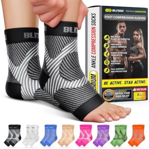 BLITZU Compression Socks for Plantar Fasciitis and Achilles Tendonitis Black L-XL BLITZU Compression Socks for Arthrit