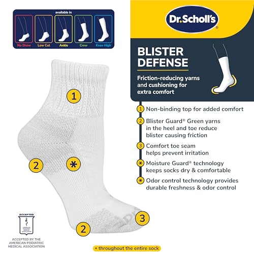 Dr. Scholl's Women's Advanced Diabetic Blisterguard Socks - Non-Binding Cushioned Comfort - Diabetic Foot Care - Women -
