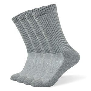 Men's Diabetic Loose Well Crew Socks - Non-Binding Top, Seamless Toe, Semi Cushion, Breathable Soft Coolmax, 4 Pairs |