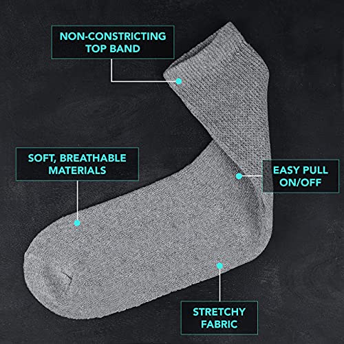 Debra Weitzner Diabetic Socks For Men and Women Loose Fit Non-Binding Cotton Crew Socks - Diabetes Comfort, Breathable,