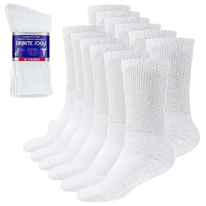 Debra Weitzner Diabetic Socks For Men and Women | Loosely Fitted Non-Binding Cotton Crew Socks | 6 Pairs | Diabetes Foot