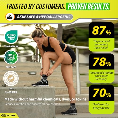 BLITZU Compression Socks for Plantar Fasciitis and Achilles Tendonitis Black L-XL BLITZU Compression Socks for Arthrit